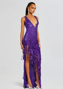 Retrofete Libra Sequin Crochet Dress Amethyst Best Sale