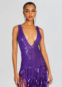 Retrofete Libra Sequin Crochet Dress Amethyst Best Sale