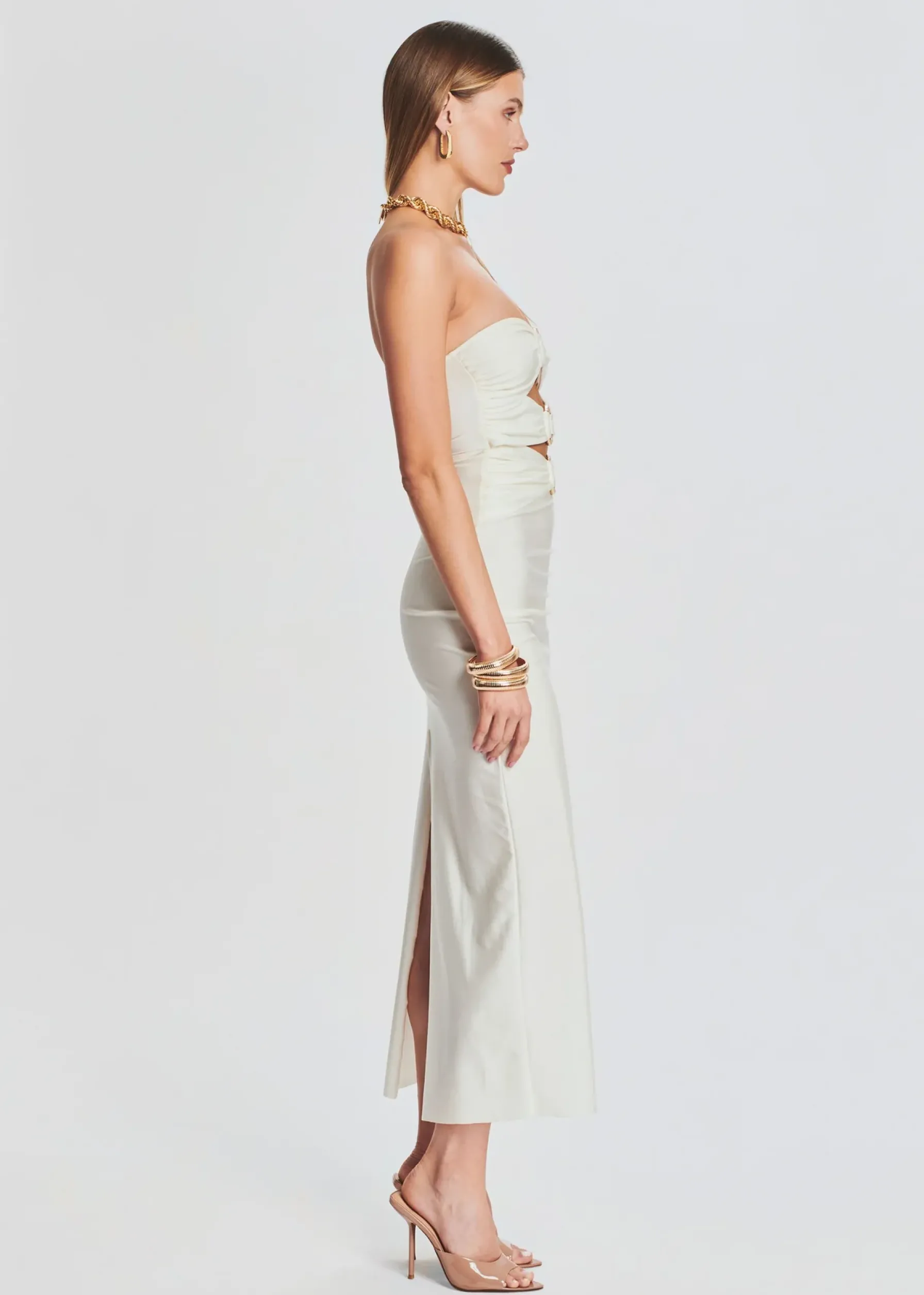 Retrofete Lily Lycra Maxi Dress Cream Store