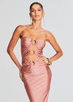 Retrofete Lily Lycra Maxi Dress Coffee Cream Flash Sale