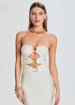 Retrofete Lily Lycra Maxi Dress Cream Online