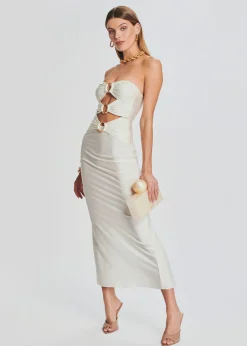 Retrofete Lily Lycra Maxi Dress Cream Flash Sale