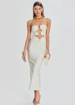 Retrofete Lily Lycra Maxi Dress Cream Flash Sale