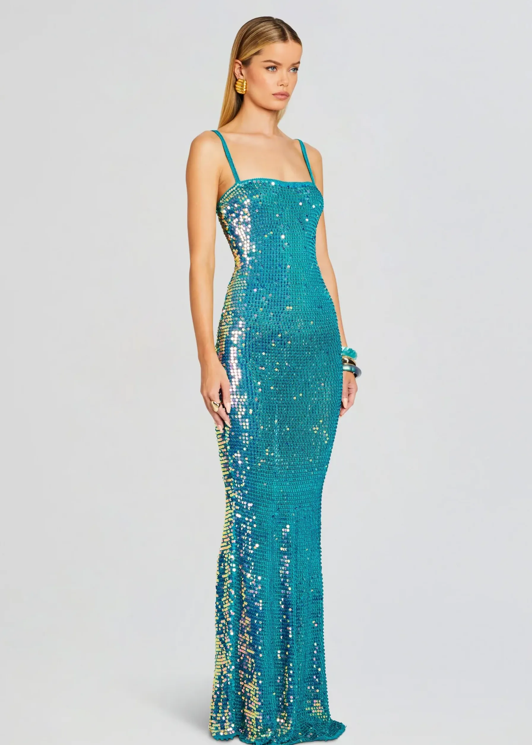 Retrofete Lisette Sequin Crochet Dress Aquamarine Cheap