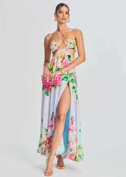 Retrofete Lora Long Dress Multicolor Hibiscus New