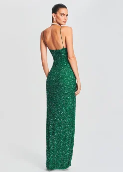 Retrofete Loretta Sequin Dress Emerald Best Sale