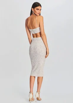Retrofete Lowe Sequin Skirt Silver/White Sale