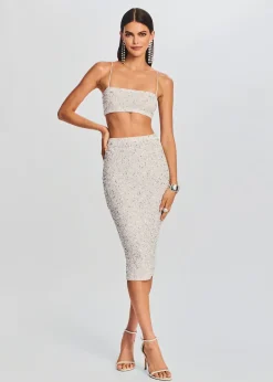Retrofete Lowe Sequin Skirt Silver/White Sale