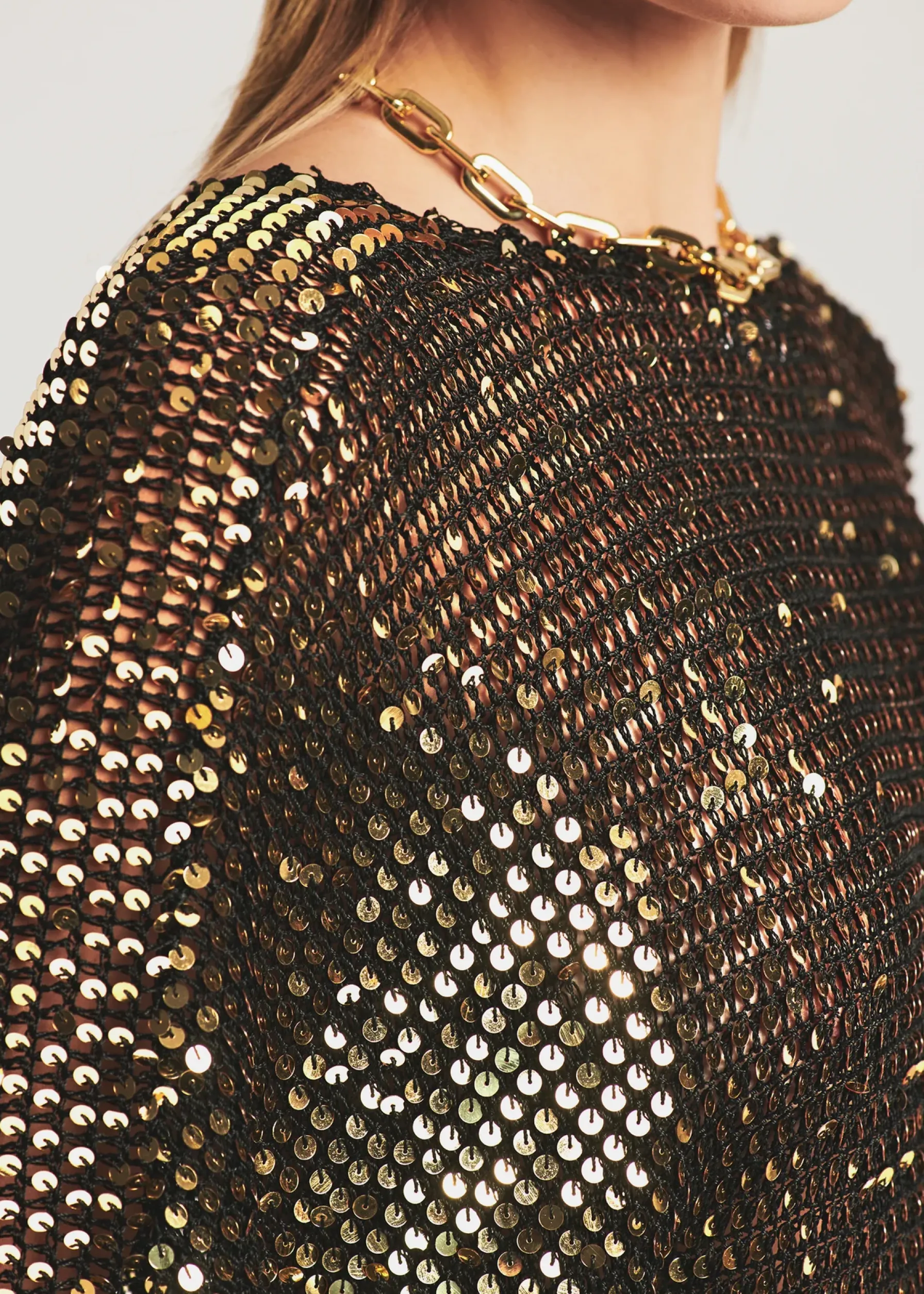 Retrofete Lucia Sequin Crochet Dress Black/Gold Flash Sale