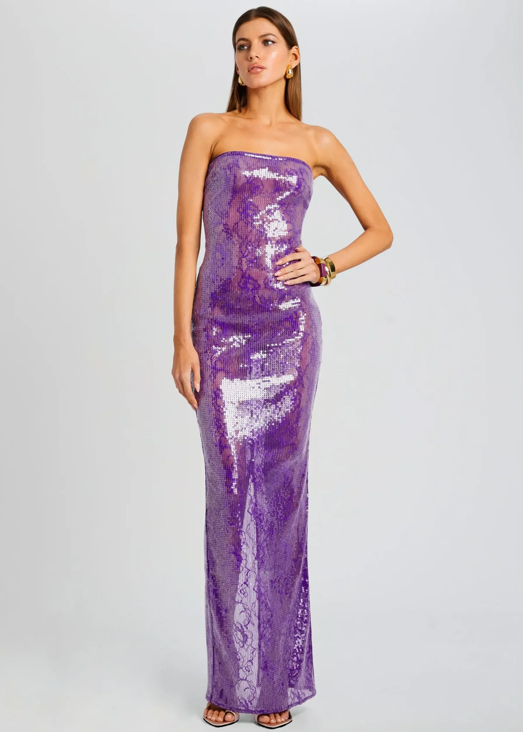 Retrofete Lucia Sequin Lace Dress Amethyst Fashion