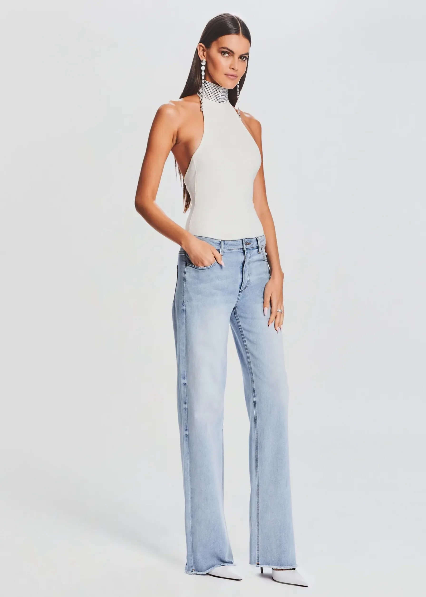 Retrofete Maci Embellished Knit Bodysuit White New