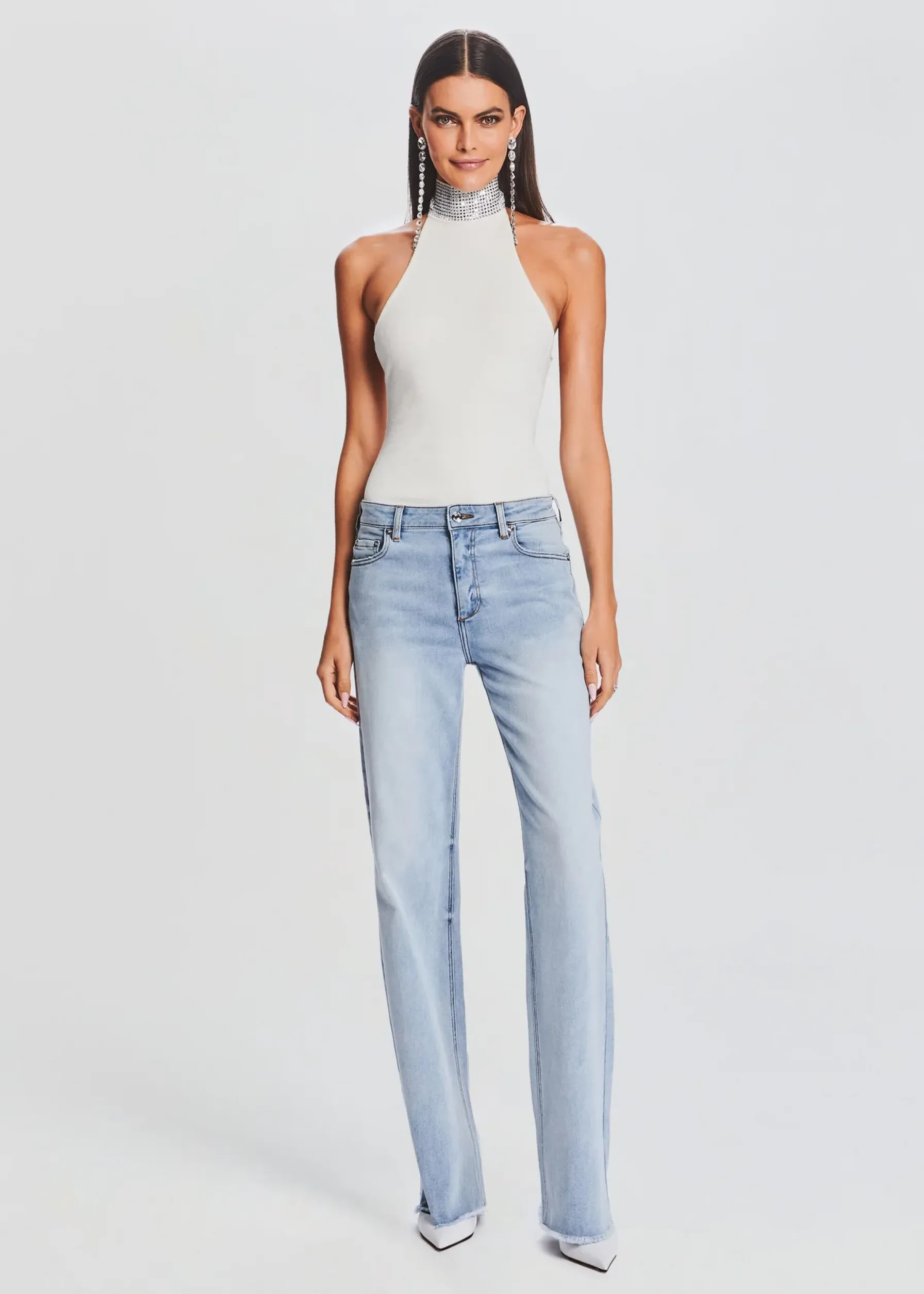 Retrofete Maci Embellished Knit Bodysuit White New