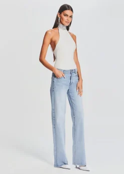Retrofete Maci Embellished Knit Bodysuit White New