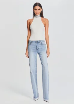 Retrofete Maci Embellished Knit Bodysuit White New
