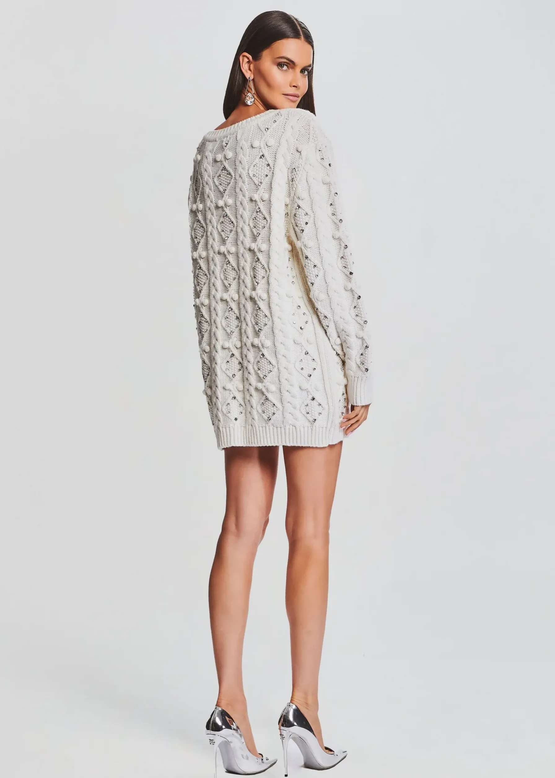 Retrofete Maple Embellished Sweater Dress Ivory Fashion