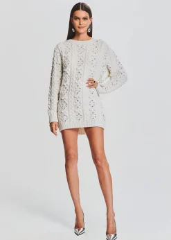 Retrofete Maple Embellished Sweater Dress Ivory Fashion