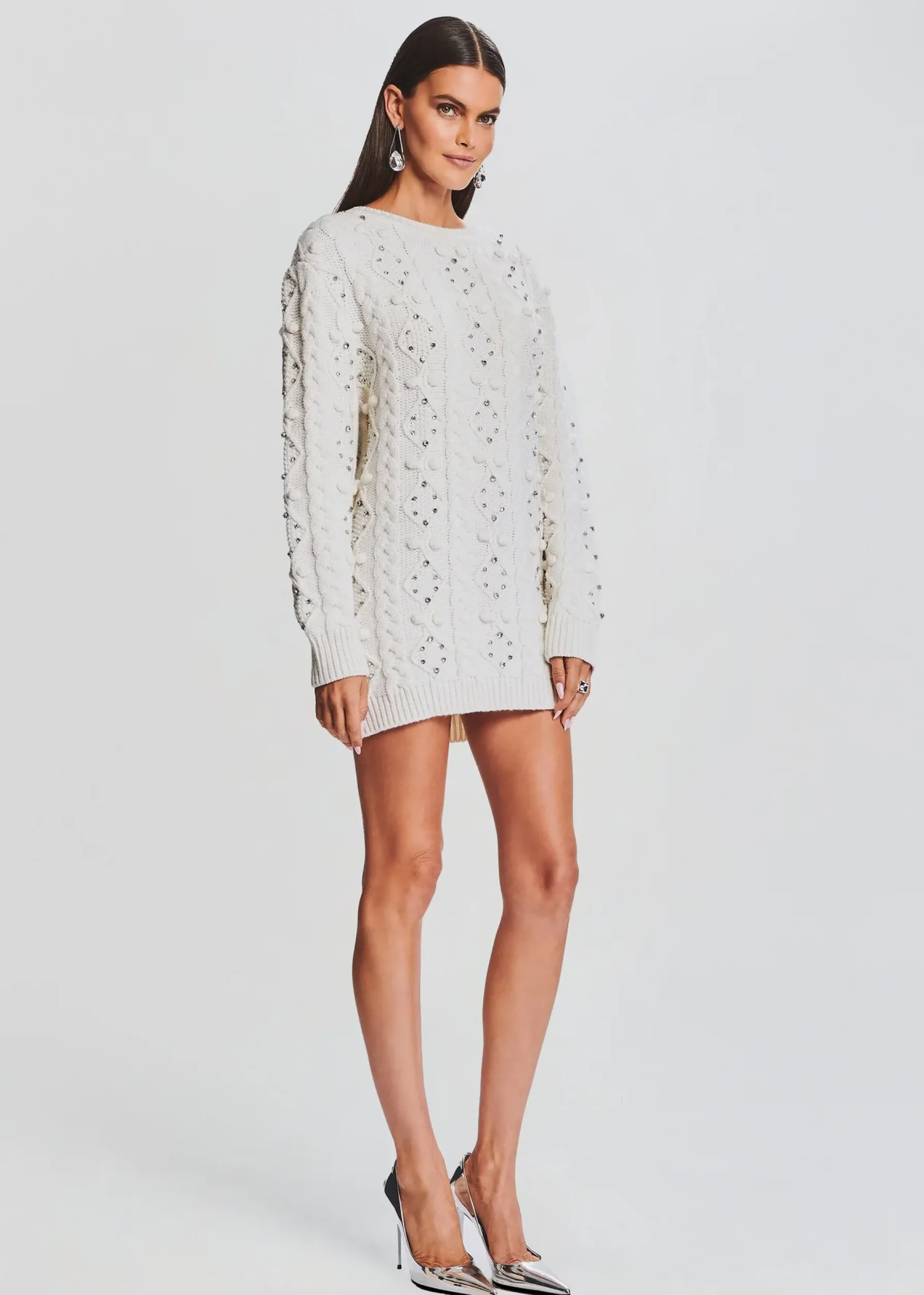 Retrofete Maple Embellished Sweater Dress Ivory Flash Sale