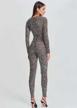 Retrofete Marcel Sequin Jumpsuit Black/Silver Fashion