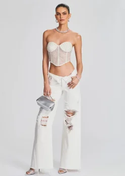 Retrofete Margery Embellished Bustier Top White Shop