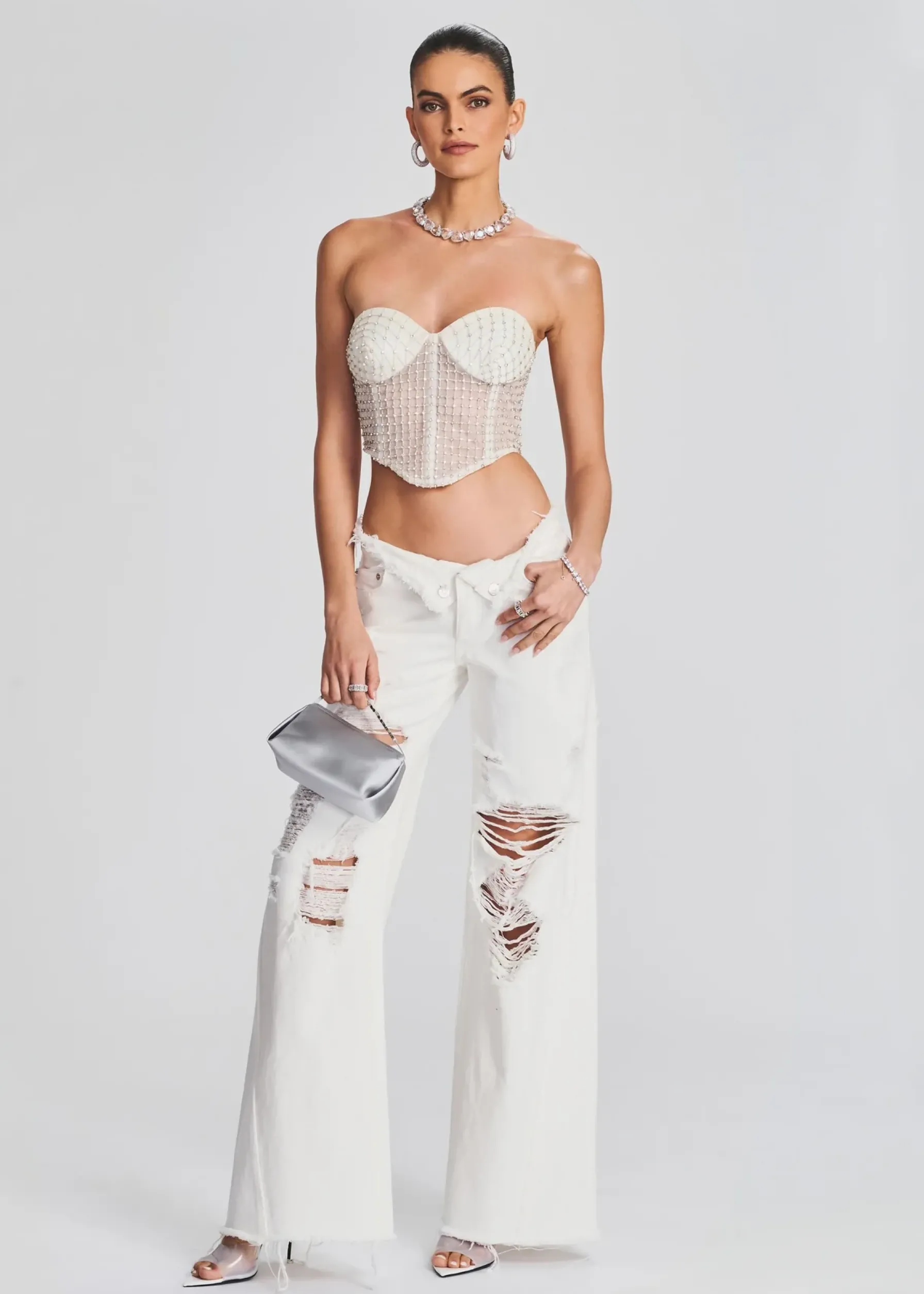 Retrofete Margery Embellished Bustier Top White Shop