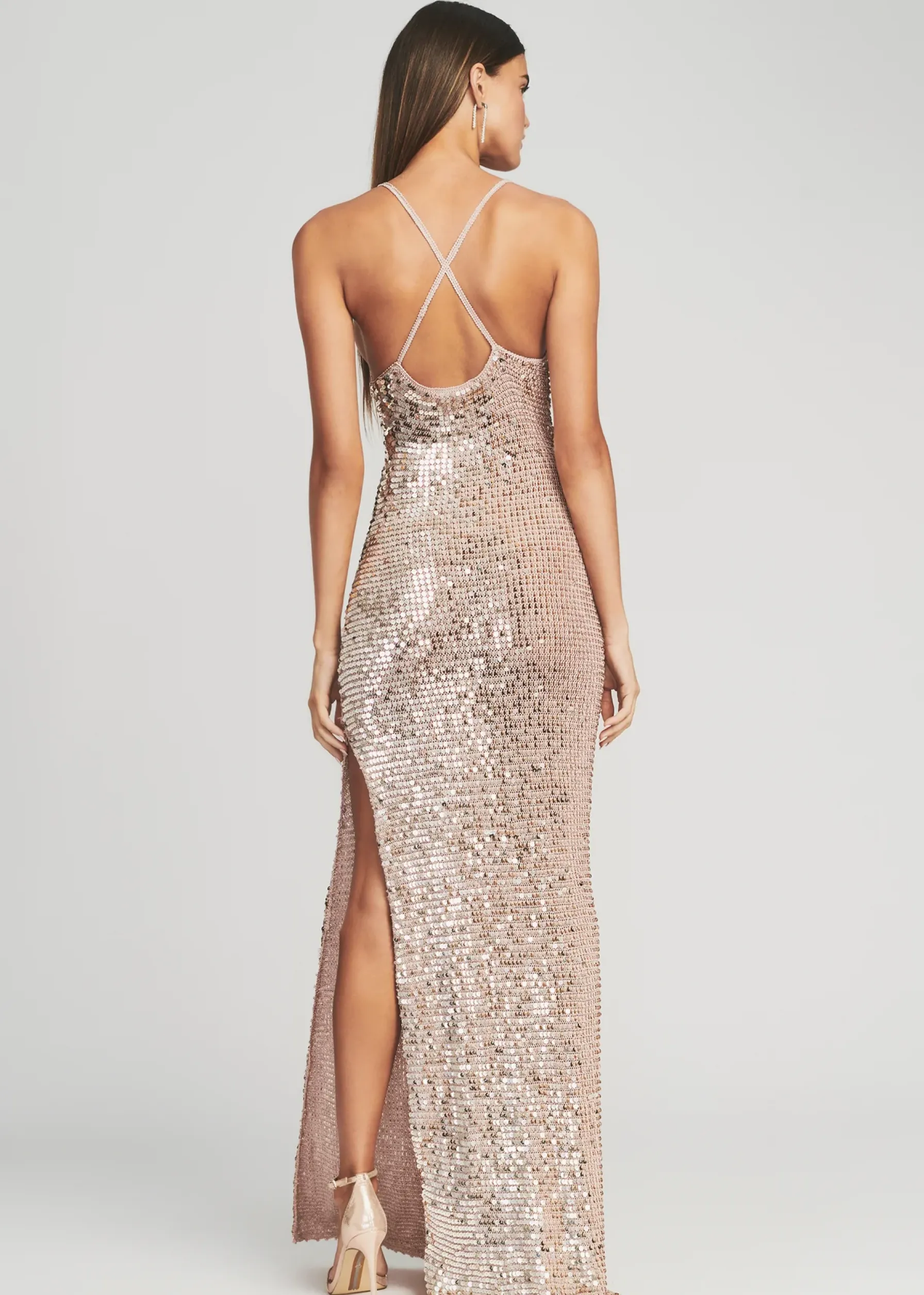 Retrofete Marie Sequin Crochet Dress Rose Gold Best Sale
