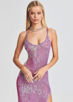 Retrofete Marie Sequin Crochet Dress Iridescent Lilac/Pink Flash Sale
