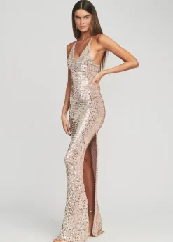 Retrofete Marie Sequin Crochet Dress Rose Gold Cheap