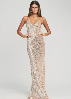 Retrofete Marie Sequin Crochet Dress Rose Gold Best
