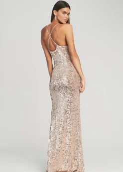 Retrofete Marie Sequin Crochet Dress Rose Gold Best