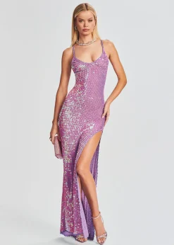 Retrofete Marie Sequin Crochet Dress Iridescent Lilac/Pink Cheap