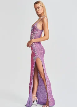 Retrofete Marie Sequin Crochet Dress Iridescent Lilac/Pink Cheap