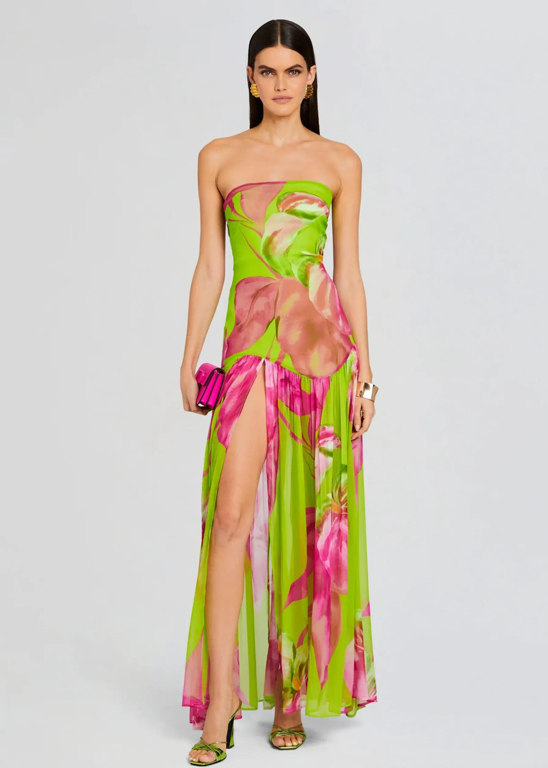 Retrofete Marisol Silk Dress Lime Anthurium Shop