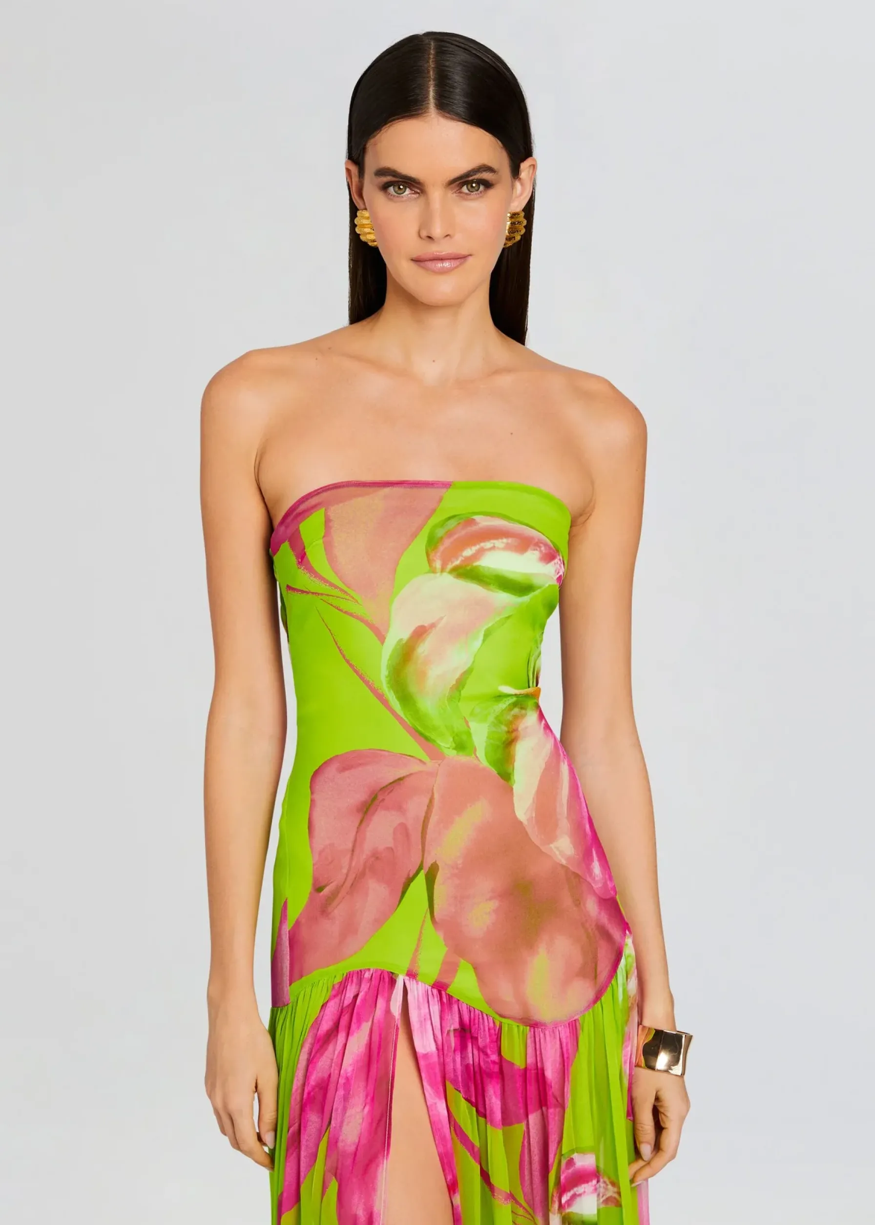 Retrofete Marisol Silk Dress Lime Anthurium Best