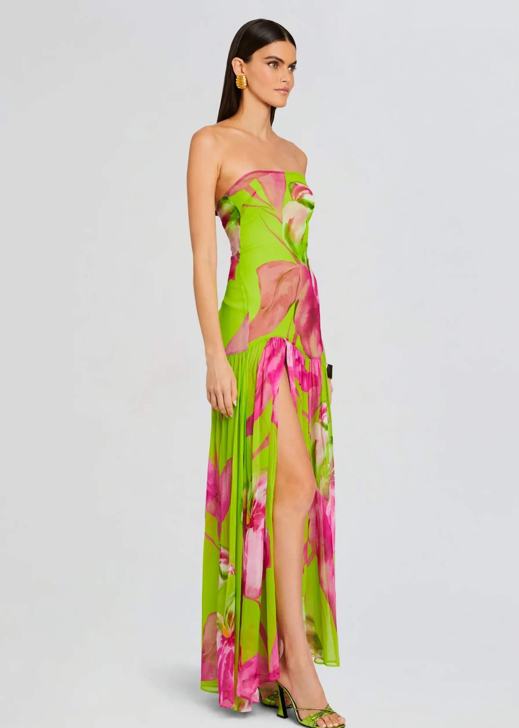 Retrofete Marisol Silk Dress Lime Anthurium Best