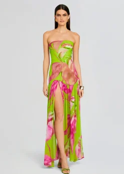 Retrofete Marisol Silk Dress Lime Anthurium Discount