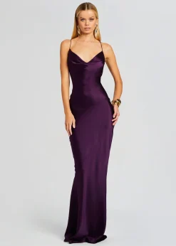 Retrofete Massimo Silk Gown Eggplant Discount