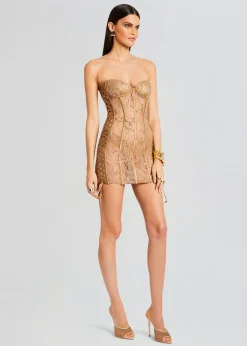 Retrofete Matilda Embellished Lace Dress Tannin New
