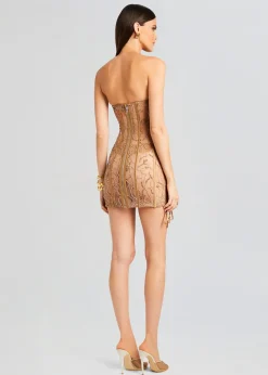 Retrofete Matilda Embellished Lace Dress Tannin New