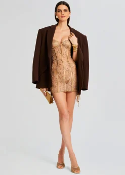 Retrofete Matilda Embellished Lace Dress Tannin New