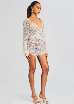 Retrofete Meadow Sequin Crochet Romper White/Silver Store