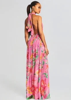 Retrofete Megan Long Dress Pink Floral Online