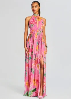 Retrofete Megan Long Dress Pink Floral Online