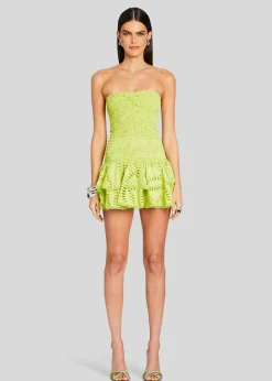 Retrofete Megan Short Dress Lime Punch Clearance