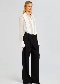 Retrofete Meghan Panelled Silk Blouse White Discount