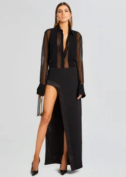 Retrofete Meghan Panelled Silk Blouse Black Sale