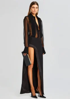 Retrofete Meghan Panelled Silk Blouse Black Sale
