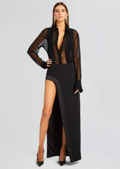 Retrofete Meghan Panelled Silk Blouse Black Sale