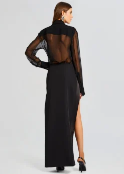 Retrofete Meghan Panelled Silk Blouse Black Best