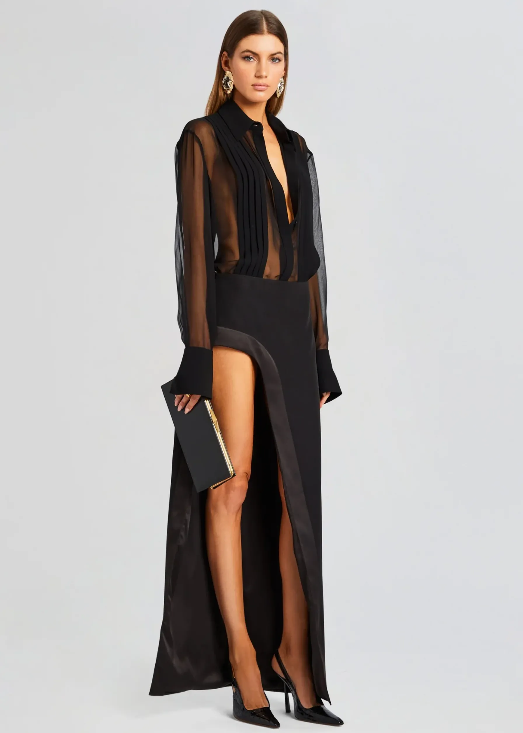 Retrofete Meghan Panelled Silk Blouse Black Clearance