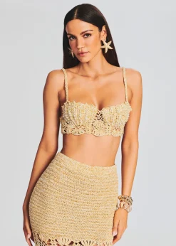 Retrofete Melody Crochet Top Gold Sale